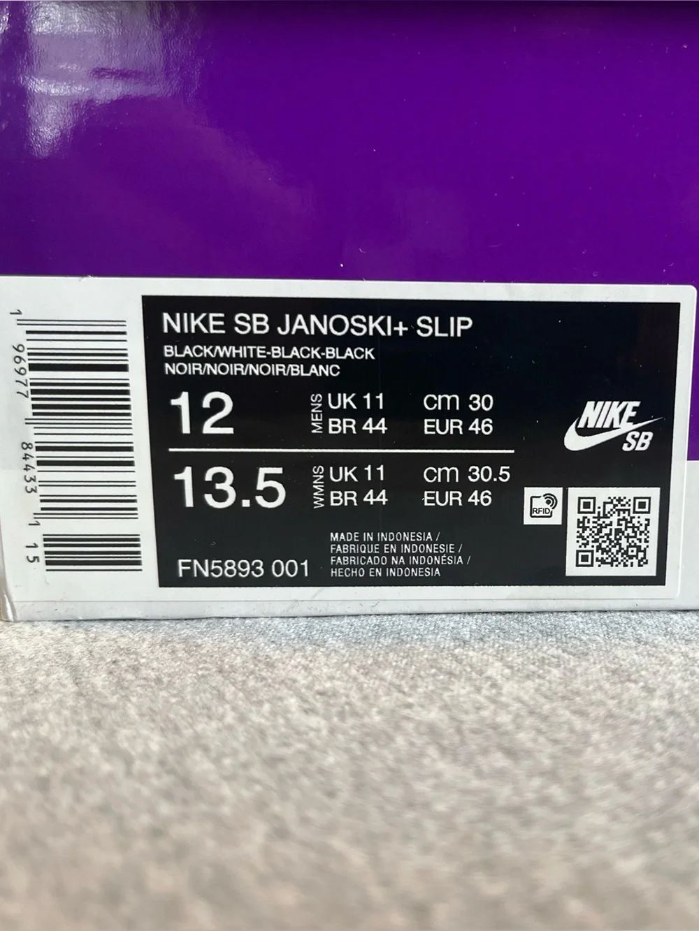 Nike SB Zoom Janoski+ Slip Black White Men's Shoe Size 12 FN5893 001